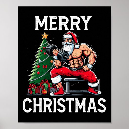 Merry Liftmas Funny Santa Xmas Gym Bodybuilding Ch Poster (Vorne)