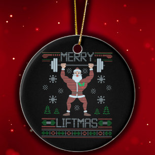 Merry Liftmas hässlich Weihnachtsgymnastik Workout Keramik Ornament