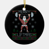 Merry Liftmas hässlich Weihnachtsgymnastik Workout Keramik Ornament (Vorne)