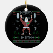 Merry Liftmas hässlich Weihnachtsgymnastik Workout Keramik Ornament (Hinten)