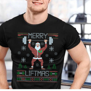 Merry Liftmas hässlich Weihnachtsgymnastik Workout T-Shirt