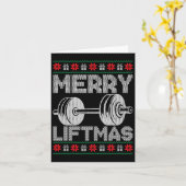 Merry Liftmas hässliche Weihnachtsgymnastik Workou Karte (Gelbe Blume)