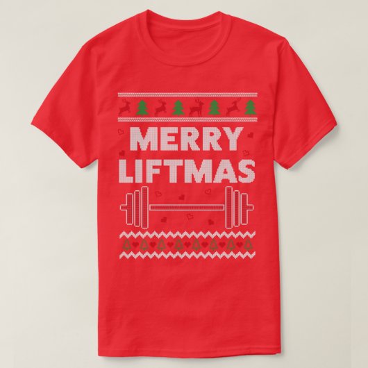 Merry Liftmas hässliche Weihnachtsgymnastik Workou T-Shirt (Design vorne)