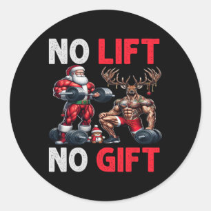 Merry Liftmas Muscle Santa Weightlift Weihnachten Runder Aufkleber