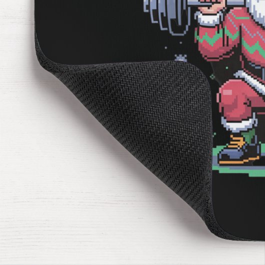 Merry Liftmas Santa Claus Barbell Squat Xel Retro Mousepad (Ecke)