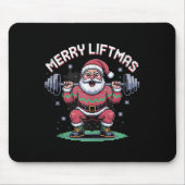 Merry Liftmas Santa Claus Barbell Squat Xel Retro Mousepad (Vorne)