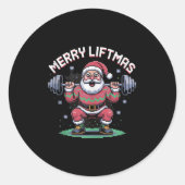 Merry Liftmas Santa Claus Barbell Squat Xel Retro  Runder Aufkleber (Vorderseite)