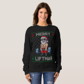 Merry Liftmas Santa Weightlift Fitness Gym Ugly Sweatshirt (Vorne ganz)