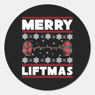 Merry Liftmas Spaß Weihnachts-Gym Workout Fitness Runder Aufkleber
