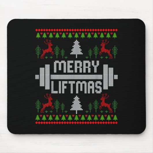 Merry Liftmas - Trainer Ugly Style Christmas Mousepad (Vorne)