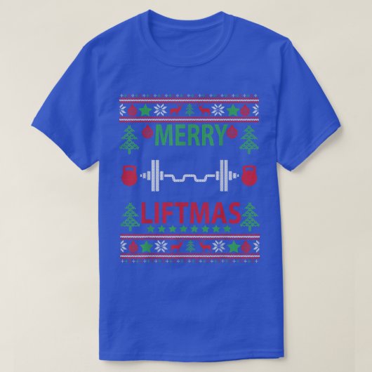 Merry Liftmas Ugly Christmas Sweater Gym Workout 2 T-Shirt (Design vorne)