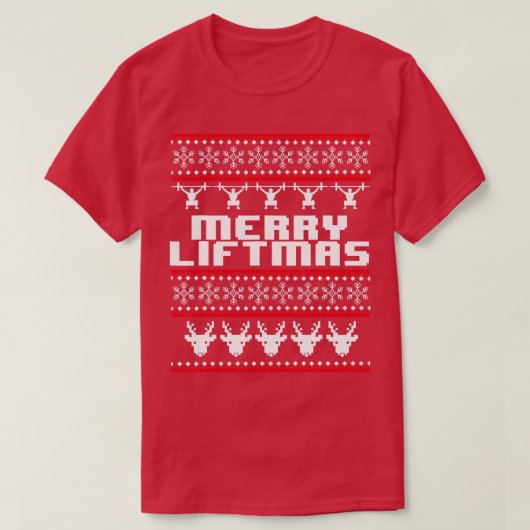 Merry Liftmas Ugly Christmas Sweater Gym Workout T-Shirt (Design vorne)
