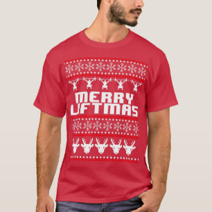 Merry Liftmas Ugly Christmas Sweater Gym Workout T-Shirt