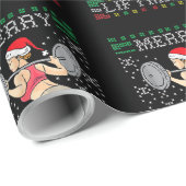 Merry Liftmas Ugly Christmas Sweater Miss Santa Gy Geschenkpapier (Rolleneckpunkt)
