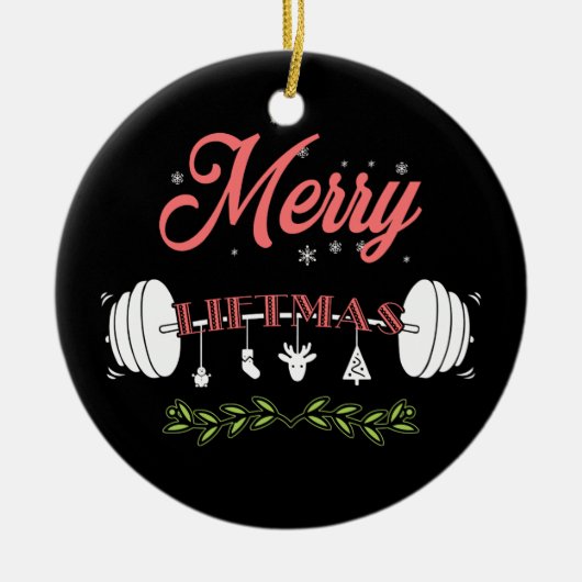 Merry Liftmas Ugly Christmas Sweater Weihnachtsman Keramik Ornament (Vorne)