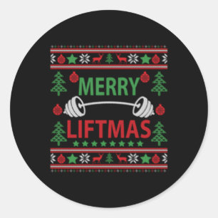 Merry Liftmas Ugly Gym Workout Runder Aufkleber