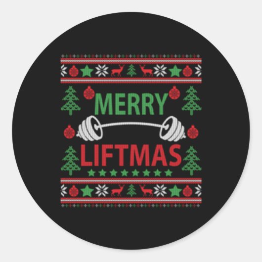 Merry Liftmas Ugly Gym Workout Runder Aufkleber (Vorderseite)