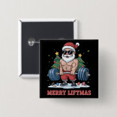 Merry Liftmas Weightlift der Santa Fitness Gym Button (Vorne & Hinten)