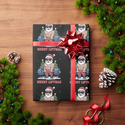 Merry Liftmas Weightlift der Santa Fitness Gym Geschenkpapier (Feiertagsgeschenk)