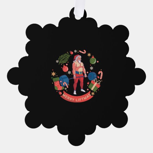 Merry Liftmas Weihnachts-Bodybuilder Gym Workout Ornament Karte (Vorderseite)