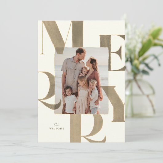 Merry Light Bronze/Gold 2 Foto Weihnachten (Stehend Vorderseite)