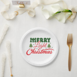 Merry Light Christmas Paper Plate Pappteller