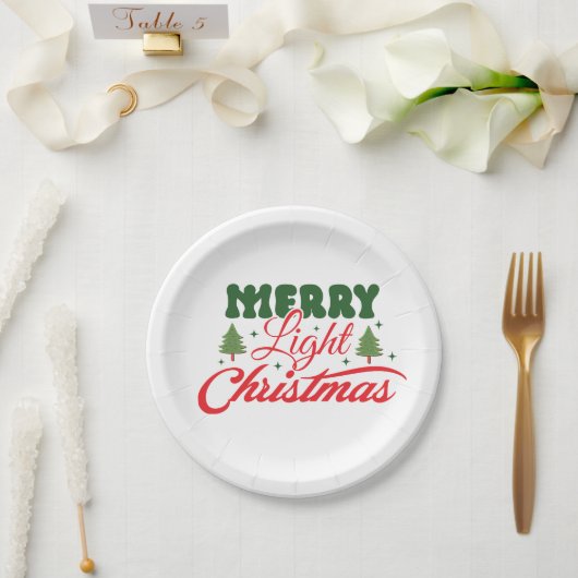 Merry Light Christmas Paper Plate Pappteller (Hochzeit)