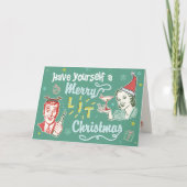 Merry Lit Weihnachten Retro Midjahrhundert Moderne Karte (Vorderseite)