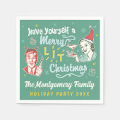 Merry Lit Weihnachten Retro Midjahrhundert Moderne Serviette (Vorderseite)