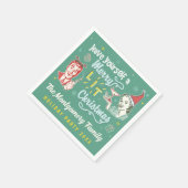 Merry Lit Weihnachten Retro Midjahrhundert Moderne Serviette (Ecke)