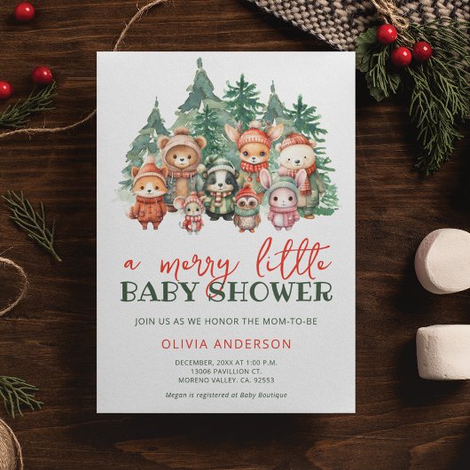 Merry Little С ute Winter Baby Dusche Einladung
