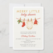 Merry Little Baby Clothesline Baby Dusche Einladung (Vorderseite)