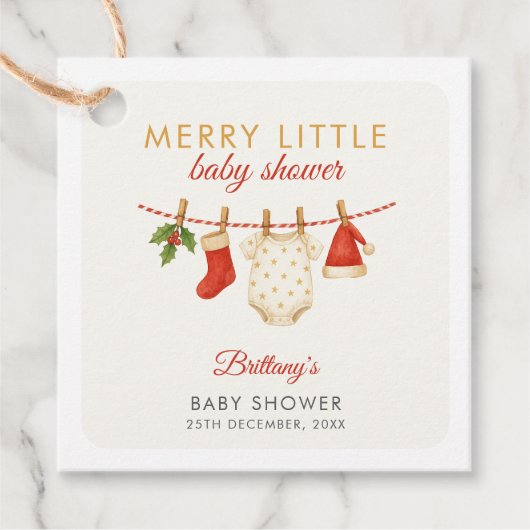 Merry Little Baby Clothesline Baby Dusche Geschenkanhänger (Vorderseite)