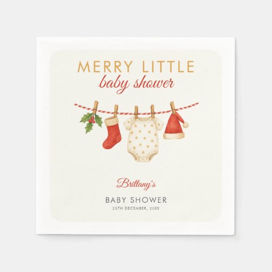 Merry Little Baby Clothesline Baby Dusche Serviette (Vorderseite)