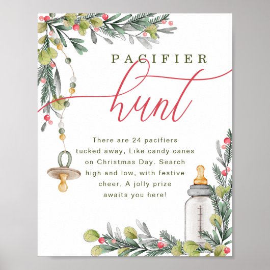 Merry Little Baby Dusche Schnuller Hunt Sign Poster (Vorne)