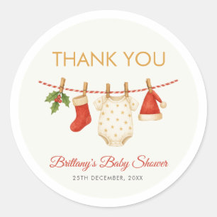 Merry Little Baby Dusche Vielen Dank Runder Aufkleber
