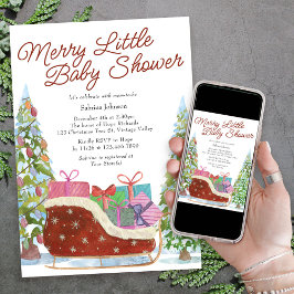 Merry Little Baby Dusche Vintag Sleigh Einladung