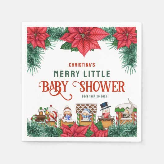 Merry Little Baby Dusche Weihnachtsgeschenk Winter Serviette (Vorderseite)