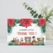 Merry Little Baby Dusche Weihnachtsgrün Winter Dankeskarte (Stehend Vorderseite)