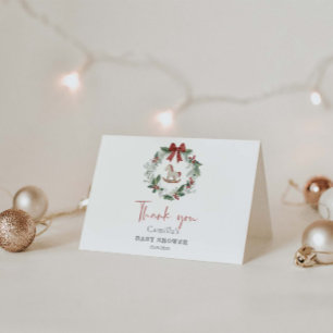 Merry Little Baby Dusche Weihnachtskranz Dankeskarte
