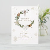 Merry Little Baby Duwer Neutral Bow Kranich Einladung (Stehend Vorderseite)