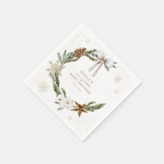 Merry Little Baby Duwer Neutral Kranz Serviette (Ecke)