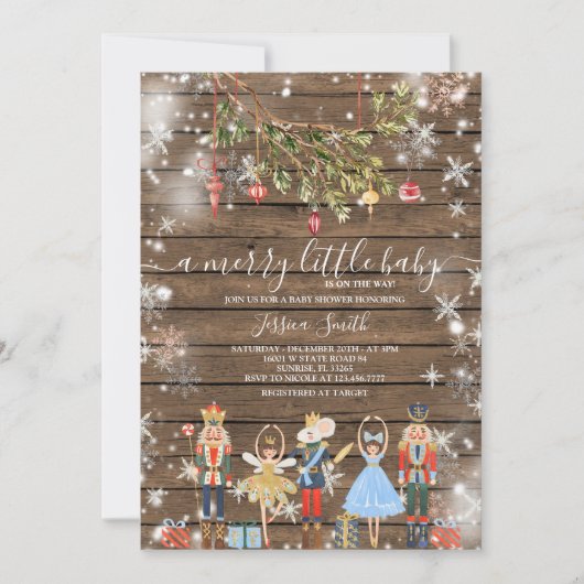 Merry Little Baby Holiday Party Nutcracker Einladung (Vorderseite)