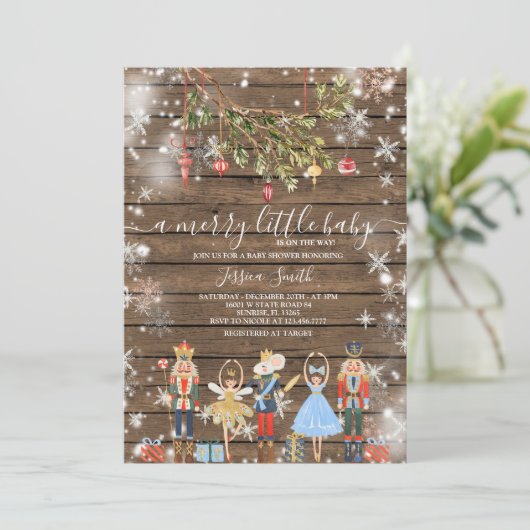 Merry Little Baby Holiday Party Nutcracker Einladung (Stehend Vorderseite)