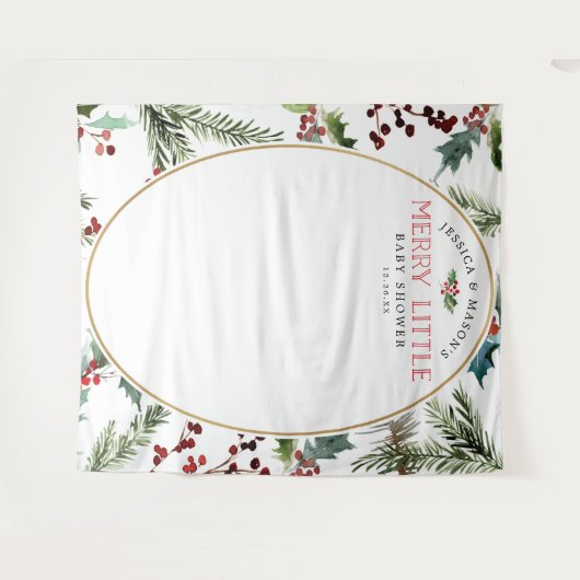 Merry Little Baby Shower Backdrop Foto Stand Wandteppich (Vorderseite (Horizontal))