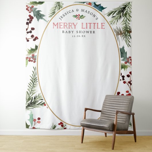 Merry Little Baby Shower Backdrop Foto Stand Wandteppich (Beispiel)