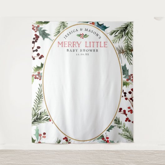 Merry Little Baby Shower Backdrop Foto Stand Wandteppich (Vorderseite)