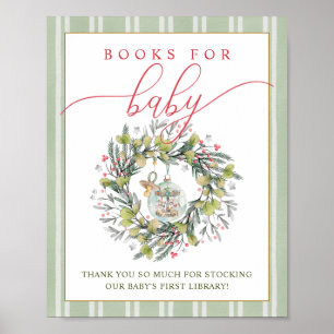 Merry Little Baby Shower Books for Baby Sign Poster