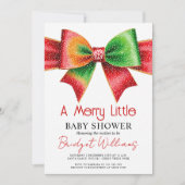 Merry Little Baby shower bow, snowflakes Christmas Einladung (Vorderseite)