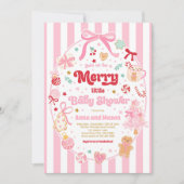 Merry Little Baby Shower Christmas Coquette Bow Einladung (Vorderseite)